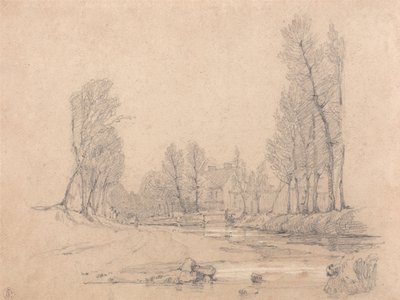 A Wooded Stream and a Farmhouse in Normandy by Richard Parkes Bonington